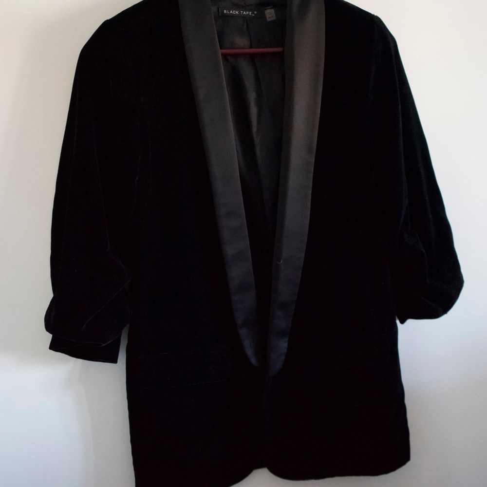 Black Tape Black Velvet Blazer. Size M.